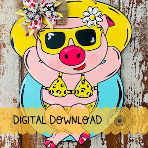 TEMPLATE for Pig Floatie Door Hanger, svg, pdf, jpg, png