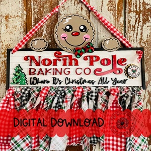 Gingerbread Door Hanger PDF Template, SVG File, Laser File, Glowforge SVG File, Instant Digital Download, Farmhouse Christmas Sign File