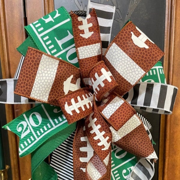 Football Wreath Bows, Game Time, Football Lantern Bows, Football Bow, Touchdown, Black White Referee Stripes, Tailgate Decor