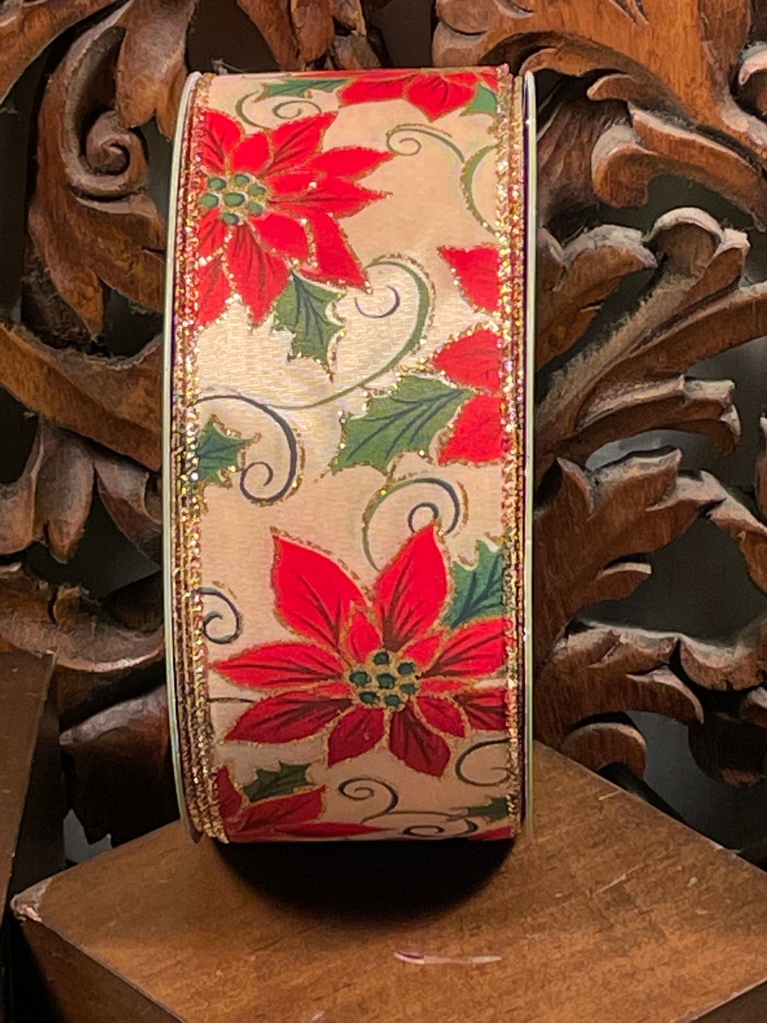 Christmas Wired Ribbon 50 Yard Roll Wired Wreath Ribbon - Etsy