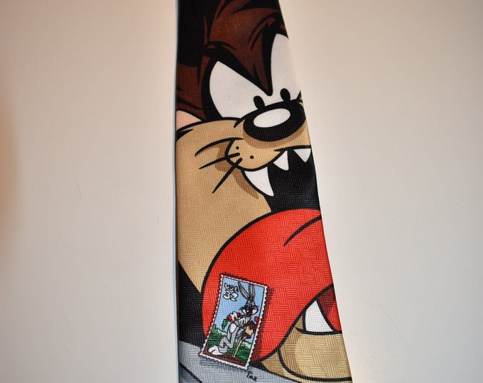 Vintage 1997 Looney Tunes Tasmanian Devil Necktie Necktie, Looney Tunes Mens Tie, Polyester Mens Tie, Animation Character Mens Tie, Neck Tie