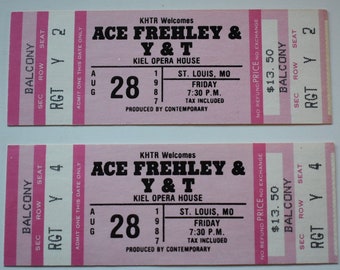 Lot of 2 Ace Frehley / Y&T UNUSED 1987 Concert Ticket Kiel Opera House ST Louis, MO, Rock n Roll, Unused Concert Ticket 1980's, Vintage Rock