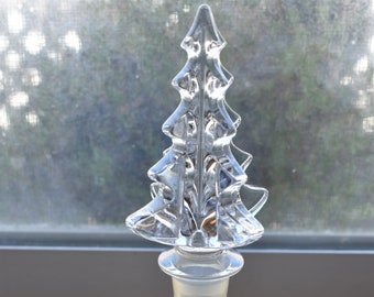 Vintage Holiday Christmas Tree MIKASA Clear Crystal Bottle Stopper, Made in Austria, Christmas Tree Bottle Stopper, Bottle Stopper, Mikasa
