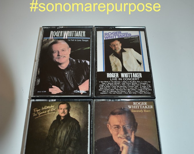 Roger Whittaker, Live in Concert, Sincerly Yours, Etc. Tested play great Lot of 4 Vintage Cassette Tapes, Easy Listening, Pop, Live Music