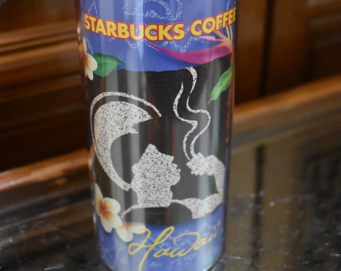 Starbucks Hawaii Coffee Cup Travel Tumbler & Lid Barista 16oz Coffee Mug Cup, Retired Starbucks Retro Coffee Mug, Starbucks Label, Starbucks