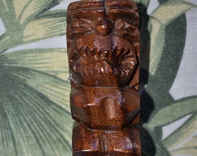 Vintage Monkey Pod Capiz Shell Tik God Wood Bowl Serving Dish, Made in Hawaii, Chip & Dip, Acacia Wood, Vintage Hand Made Wooden Bowl