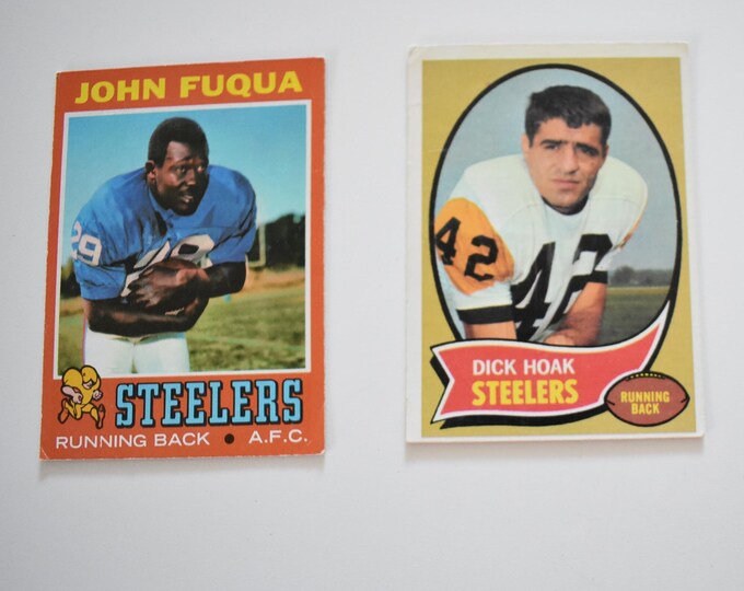 Lot of 3 1970's Vintage Pittsburgh Steeler Topps Football Trading Cards, Dick Hoak & John Fuqua,National Football League,NFL,Football Sports
