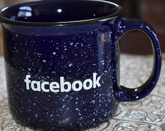 Dark Blue Facebook Ceramic Coffee / Tea Mug Cup, Office Coffee Mug, Facebook Ceramic Coffee Mug/Cup, Promotional Coffee Mug / Cup