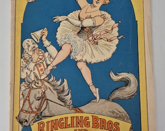 Antique 1921 Ringling Bros and Barnum & Bailey Circus Combined Show Paper Magazine Daily Review 15 Cents with San Francisco Insert