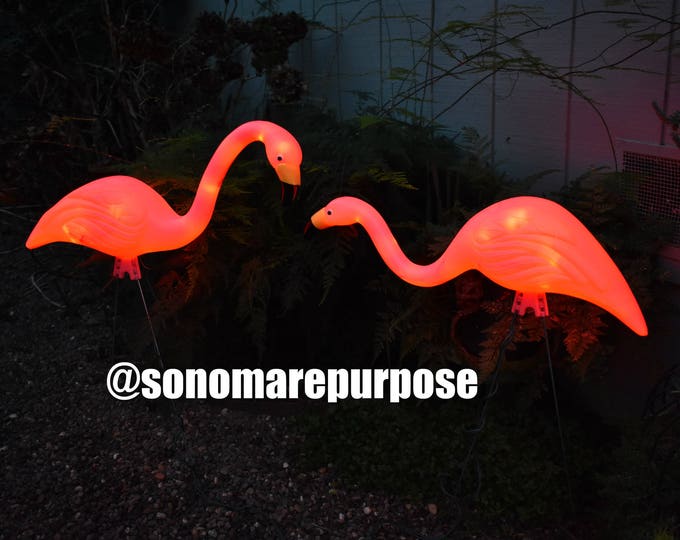 Pink Flamingo Lights set of 2 for Garden or Yard, Outdoor Garden Ornament, Flamingo Yard Art, Lawn Flamingos, Pink Flamingo Decor, Flamingo