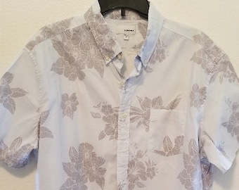Sonoma Good for Life White Hibiscus Hawaiian Shirt Men's Size XL, Hawaiian Shirt Size XL, Tiki Shirt, Tiki Party, Tiki Time, Hawiian Party