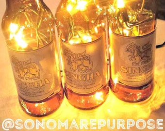 Singha Beer Bottle Light 3 Pack White lights Lighting Accents, Singha Beer Lamp, Singha Beer Bottle Light, Singha Lamp, Singha Beer