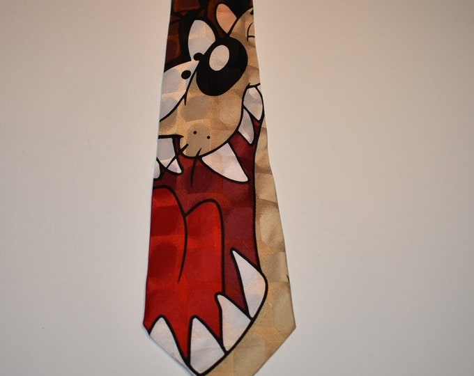 Vintage 1997 Looney Tunes Tasmanian Devil Mens Neck Tie, Looney Tunes Mens Tie, Polyester Mens Tie, Animation Character Mens Tie, Neck TIe