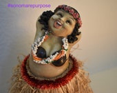 Vintage 1970s Hula Girl Dashboard Bobble, Dashboard Hula, Vintage Tiki, Tiki Decor, Beach Decor, Island Decor, Hula Girl, Hula Luau,Hawaiian