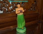Vintage Porcelain 1990s Hula Man Dashboard Bobble by Accoutrements, Vintage Tiki,Tiki Decor, Beach Decor, Island Decor, Hula Girl, Hula Luau