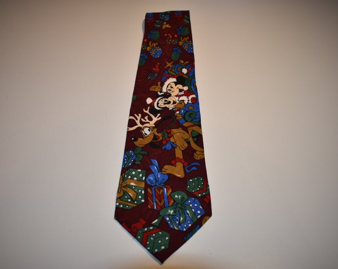 Walt Disney Mickey & Minnie Holiday Men's Polyester Neck Tie, Disneyland Pluto Mens Tie, Men's Neck Tie, Mickey Unlimited Tie, Men's Tie