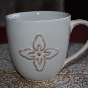 Starbucks White 3D Flower BOHO Mermaid Coffee Tea Mug Cup 12oz, Starbucks Retro Coffee Mug, Starbucks Label, Starbucks Coffee, Mermaid