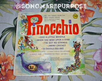 Walt Disney's Pinocchio Songs from Movie Vinyl Record LP-77 Vintage 1962, Golden Record, Children's Record, Kids Record, Walt Disney