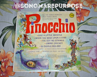 Walt Disney&#39;s Pinocchio Songs from Movie Vinyl Record LP-77 Vintage 1962, Golden Record, Children&#39;s Record, Kids Record, Walt Disney