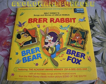 Walt Disney's Story and Songs of Brer Rabbit Brer Bear and Brer Fox Vinyl Album LP ST-3907 Vintage 1970, Record, Childrens Record,Kids Album