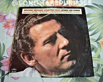 Jerry Lee Lewis PROMO Boogie Woogie Country Man Vintage Record Mercury 1975 Vintage Album Record, Folk Rock Record, 1970s Country Record