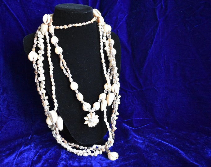 Misc Lot of Vintage Polynesian Sea Shell Necklaces, Vintage Handmade Necklace, Tiki Necklace,Shell Necklace,Vintage Sea Shells,Tiki Necklace
