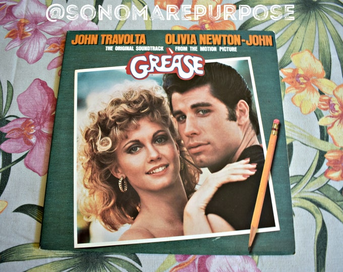 Grease The Movie Original Soundtrack Vintage Vinyl Record Album Stereo 1978, RSO Records, John Travolta, Olivia Newton John, Barry Gibb