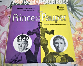 Walt Disney's The Prince And The Pauper vinyl record DQ-1311, Vintage Record, Children's Record,Kids Record,Disneyland