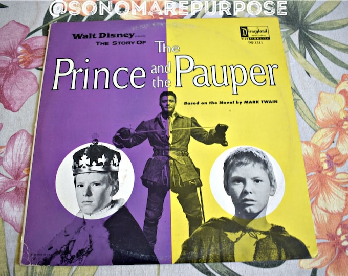 Walt Disney's The Prince And The Pauper vinyl record DQ-1311, Vintage Record, Children's Record,Kids Record,Disneyland