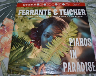 Vintage Ferrante & Teicher – Pianos In Paradise, RARE Vintage Record, Vintage Hawaii, Hawaii, Pineapple, Tiki Style Album, UAS 6230, Tiki