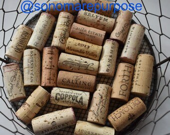 Wine Corks For Crafts, Lot of 24 Sonoma County Wine Corks, Sonoma County Wineries, Re-Cycled Corks, Do It Yourself Wine Corks, Craft Corks