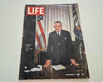 Vintage Life Magazine December 13 1963 President Lyndon B. Johnson LBJ at White House Desk L B J, Vintage LIFE Magazine
