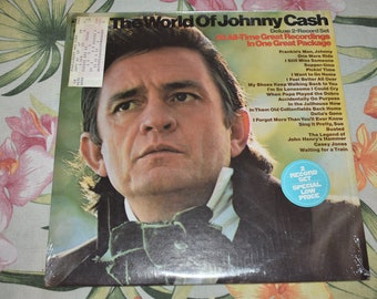 Johnny Cash 1970 The World of Johnny Cash 2 Record Set, 20 All time Great Recordings, Vinyl Vintage Rare Album Record,Country Record,Country