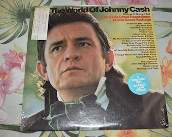 Johnny Cash 1970 The World of Johnny Cash 2 Record Set, 20 All time Great Recordings, Vinyl Vintage Rare Album Record,Country Record,Country