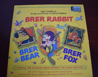 Walt Disney's Story and Songs of Brer Rabbit Brer Bear and Brer Fox Vinyl Album LP 3907 Vintage 1970, Record, Childrens Record,Kids Album