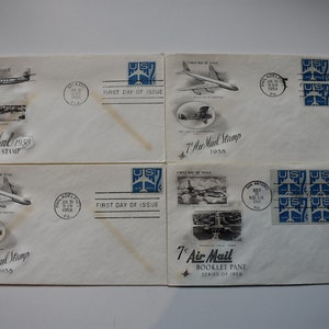 Lot of 4 Vintage 1958 Air Mail US Postage First Day of Issue