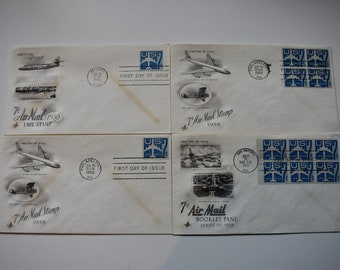 Lot of 4 Vintage 1958 Air Mail US Postage First Day of Issue