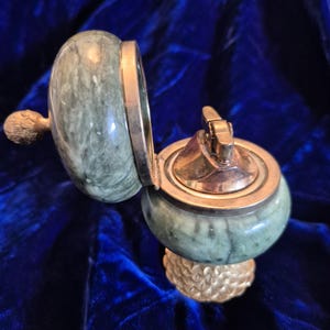 Vintage Nora Fenton Green Marble & Brass Italian Table Cigarette Cigar Lighter Made in Italy,Italian Made Lighter,Marble Lighter, Tobacciana