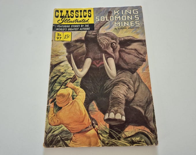 Vintage 1952 Classics Illustrated No 97 King Solomon's Mines by H. Rider Haggard, Gilberton Company, Comic Book Classics, Greatest Authors
