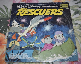 Walt Disney's The Rescuers Movie Soundtrack Vinyl Record LP 1369 Vintage 1977 Vintage, Vintage Record, Childrens Record, Kids Record