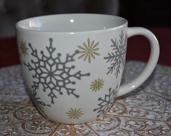 Starbucks Christmas Gold Silver Snowflake Holiday Coffee Tea Mug 16oz, Starbucks Retro Coffee Mug, Starbucks Label, Starbucks Coffee,Mermaid