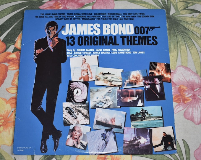 Vintage James Bond - 13 Original Themes vinyl record LP Album, LJ-51138, Sean Connery, Roger Moore, Ian Flemming, James Bond Movies