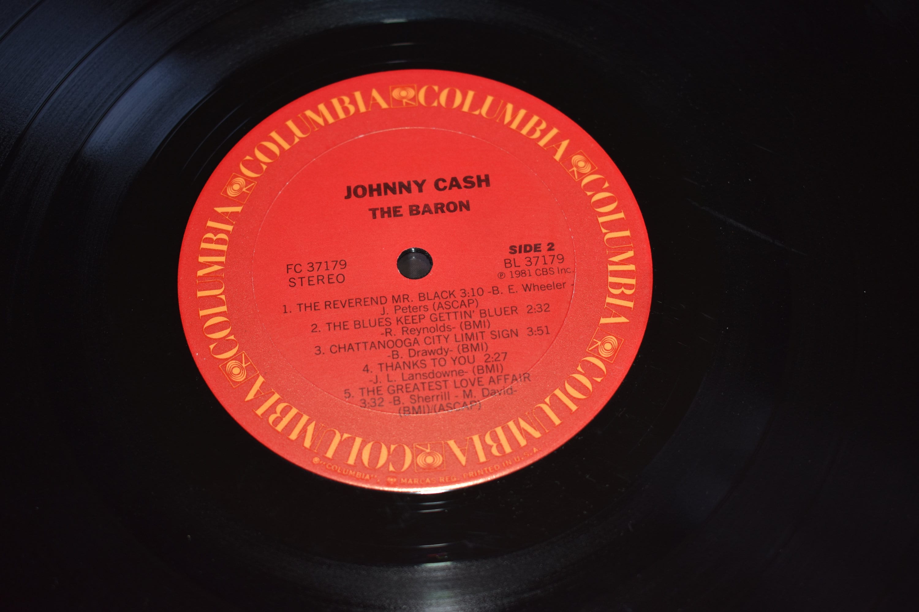 Johnny Cash The Baron Columbia Records FC37179, 1981 Country Vinyl
