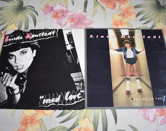 Linda Ronstadt LP Lot of 2 Vinyl Record Albums, Mad Love & Living in the USA Rare Album Record, Soft Rock Record, Country Record