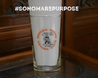 Vintage 1960's Nevada Lodge Club Lake Tahoe/Reno Advertising Lo Ball Cocktail Glass, Nevada Lodge Casino, Nevada Club Lake Tahoe,Nevada Club
