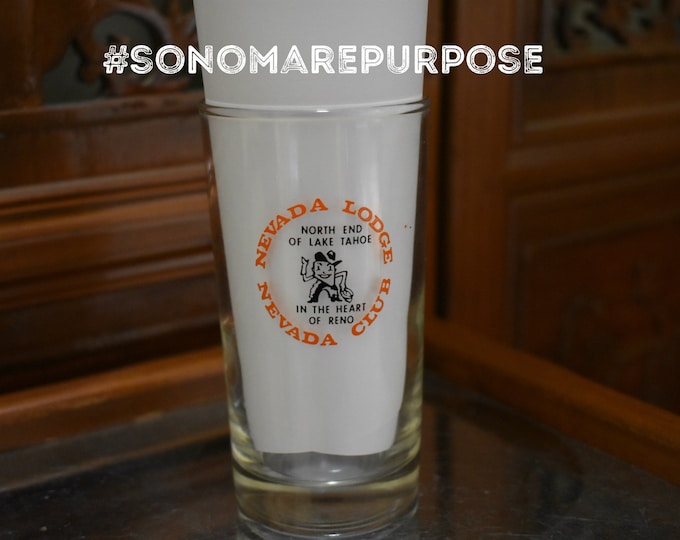 Vintage 1960's Nevada Lodge Club Lake Tahoe/Reno Advertising Lo Ball Cocktail Glass, Nevada Lodge Casino, Nevada Club Lake Tahoe,Nevada Club