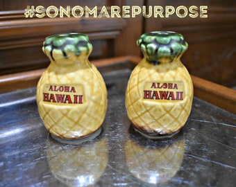 Vintage Aloha Hawaii Pineapple Salt and Pepper Shakers,Vintage Tiki,Mid Century Tiki,Tiki Decor,Pineapple Decor,Pineapple,Beach Decor,Island
