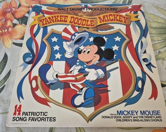 Walt Disney's Yankee Doodle Mickey, Vintage Record, Childrens Record, Kids Record, Kids Music, Disneyland – 2511