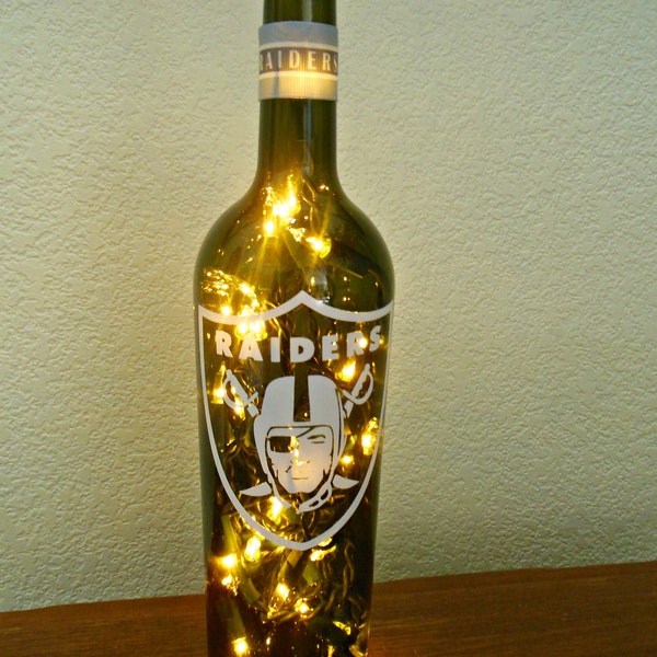 Las Vegas Raiders Wine Bottle Light White Lights Raiders, Raiders Sign, Oakland Raiders Light, Raiders Light, Raiders Football,Raider Nation