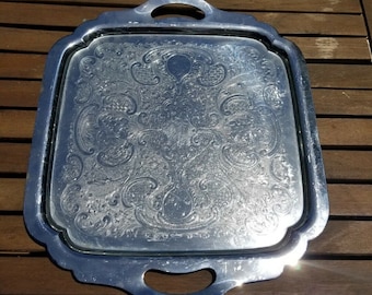 Vintage Krome Kraft Farber Bros New York 12" Silver Plated Serving Tray, Vintage Silver Tray, Decorative Serving Plate, Thanksgiving